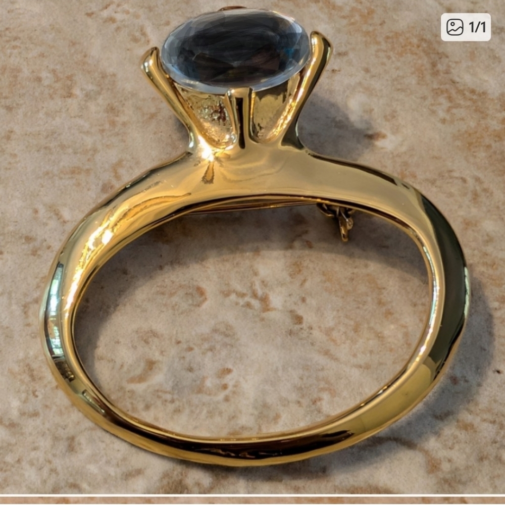 Vintage Black Diamond Ring Brooch